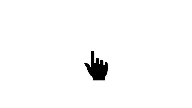 Mouse pointer hand clicks icon. Clicking finger icon, white background. Motion Graphic concept animation