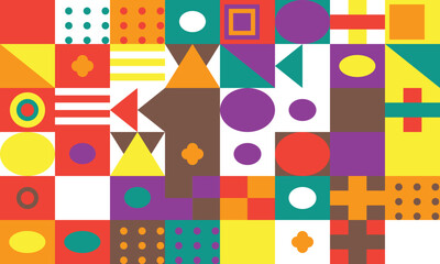 Obraz premium Colorful abstract geometric shapes and patterns in vibrant colors