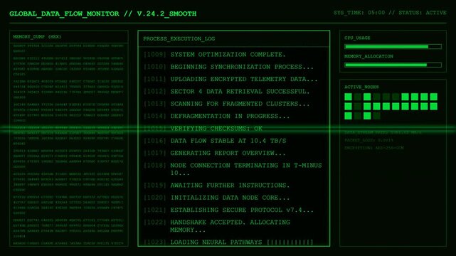 Global Data Flow Monitor Process Execution Log Animation.