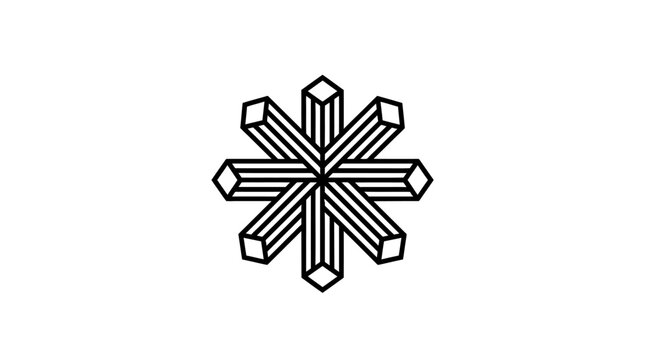Black 3D geometric structural star snowflake logo.