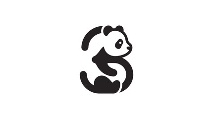 Black and white panda forming letter S © klx