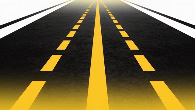 A long straight road stretches ahead with yellow markings on black asphalt.