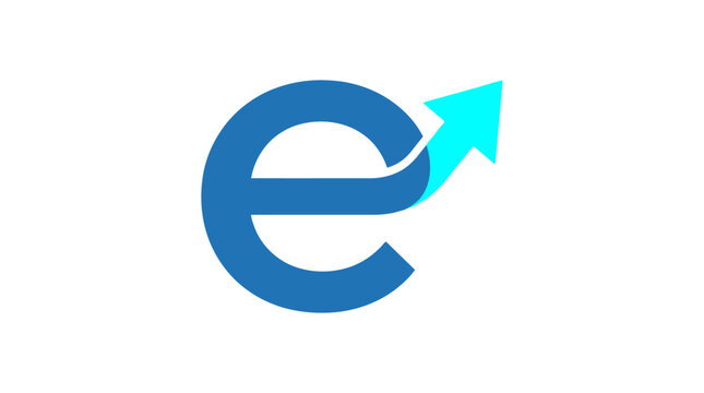 Blue letter E logo with growth arrow