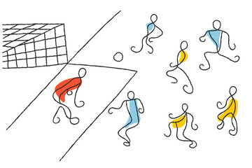 Football Players Playing Match on Field Minimal Vector Illustration, Not AI © missbobbit