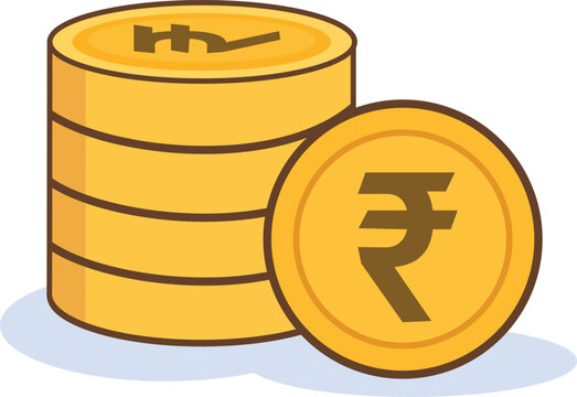 Indian Rupee Coins Illustration Financial Savings and Currency Icon Concept.