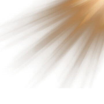 Golden Light Rays Bursting from Corner on Black Background, Warm Sunbeam Overlay Effect