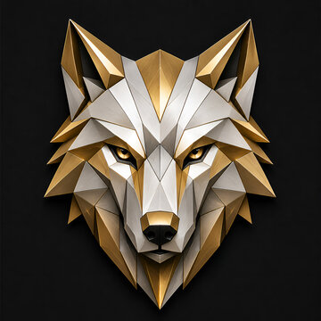 golden Wolf head with wings