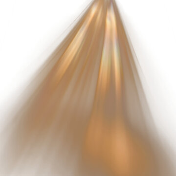 Golden spotlight beam shining down on dark black background with warm amber light rays and soft haze effect