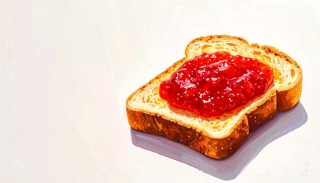 A slice of toasted bread with strawberry jam