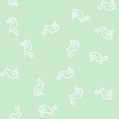 Fototapeta premium hare animal line seamless pattern hare animal thin line illustration