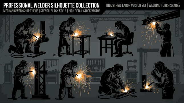 Professional welder working with torch.