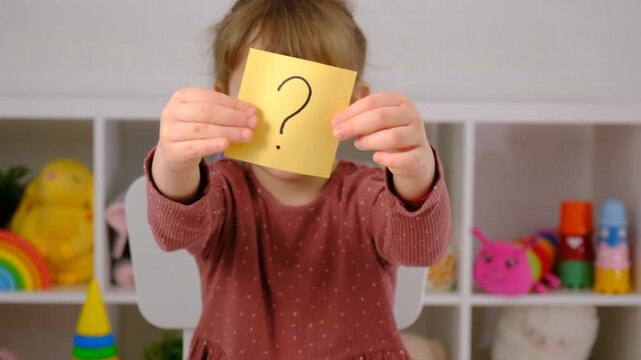 The child learns English letters. Selective focus.