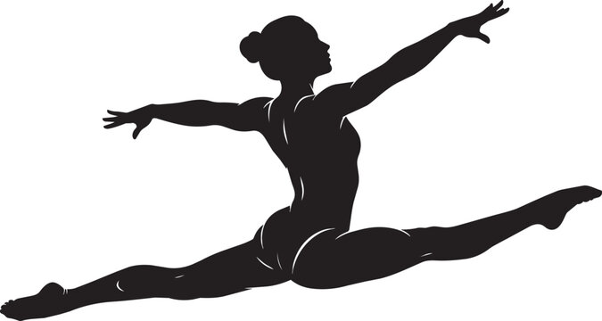 Elegant ballet dancer performing a graceful pose. Black vector silhouette isolated on white background, ideal for dance schools, theater, logos, posters, and artistic projects.