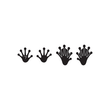 Black frog footprint silhouette icon vector flat design.