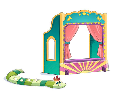 Teatro de marionetas infantil,dibujo animado