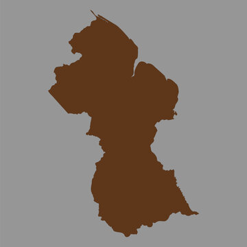 Guyana map silhouette, simple outline of Guyana territory isolated on white background