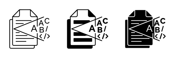 Code Snippet Icons, Programming Document Symbols, A/B Testing and Data Analysis Concepts © pixostudio