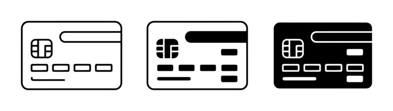Credit Card Icons Set: Payment, Finance, and Transaction Symbols. Vector Graphics for Commerce and Banking