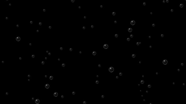 Bubbles Rising Underwater, Black Background, Loop Overlay