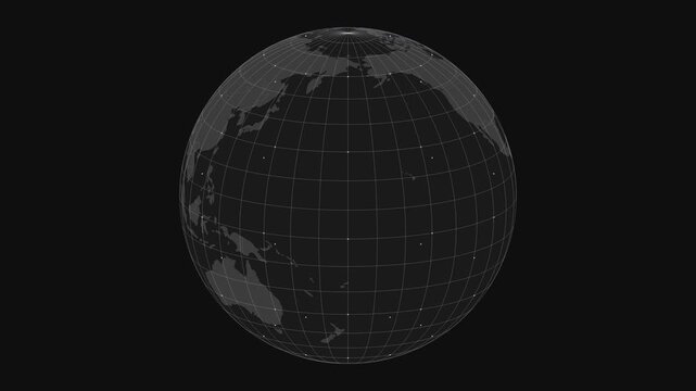 Silver Grid World Globe &mdash; Geographic Graticule Animation 4K Loop