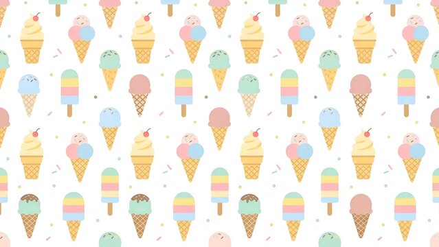 Seamless pattern with colorful ice cream popsicles