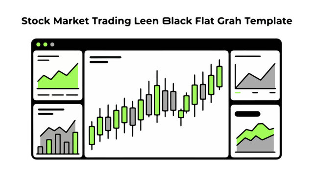 Stock Market Trading Dashboard Graph 
Template &mdash; Bloomberg Black Green Gray 
Candlestick Chart Financial Design Vector