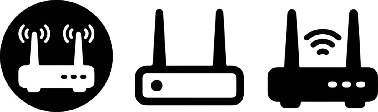 Wireless router icons vector illustration of network devices for home and office connectivity