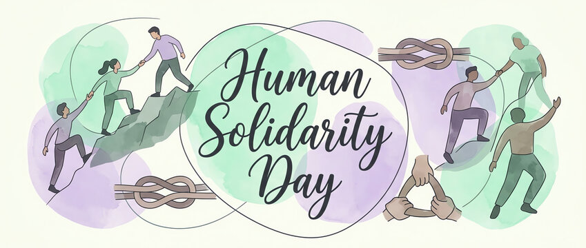 Human Solidarity Day: People Helping Each Other, Teamwork, Unity, Support