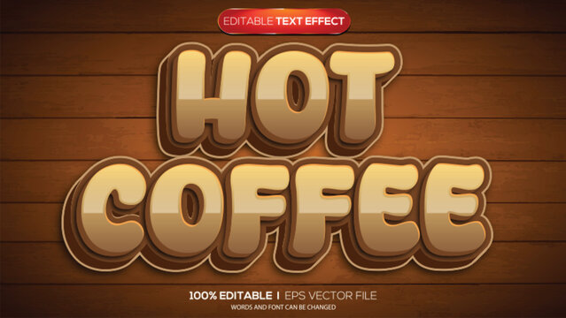 3d text effect hot coffee theme