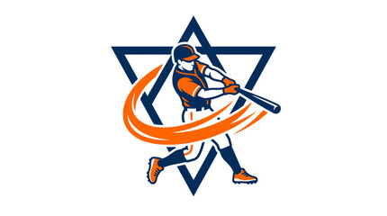 Baseball player hitting ball with star. © nikha
