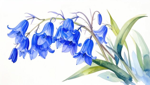 Watercolor Bluebells - A Delicate Floral Painting with Vibrant Hues.