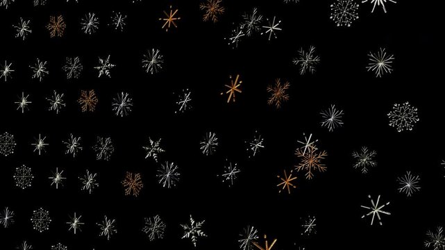 Delicate frosty snowflakes drifting down on a clean white background	