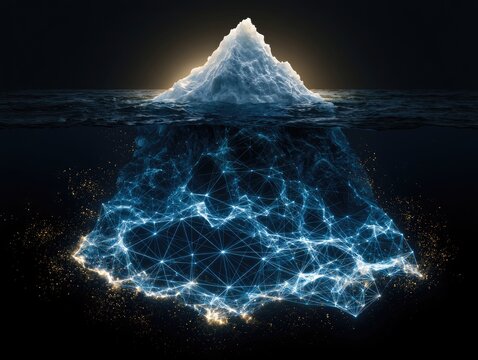 Glowing iceberg reveals intricate network of data hidden beneath the ocean surface