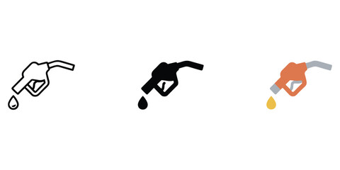 Fototapeta premium Gas pump nozzle icons set representing fuel station services and petroleum industry concepts