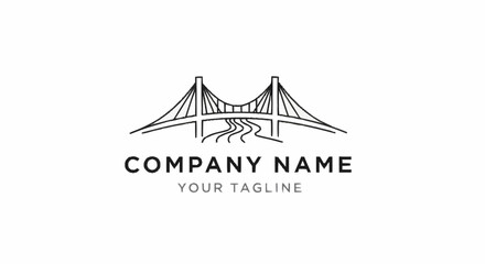 Fototapeta premium Minimalist black and white bridge logo design for business branding.