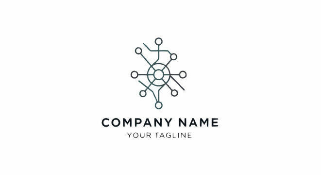 A logo design template with molecular structure.
