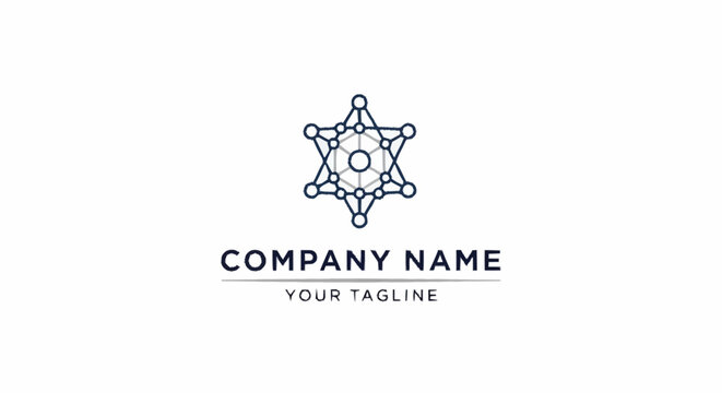 Company logo template with molecular design.