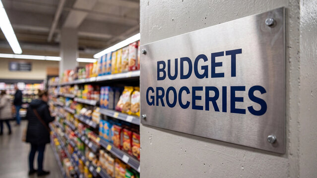 Affordable grocery retail concept for budget food shopping accessible supermarket discount consumer commerce and value driven buying