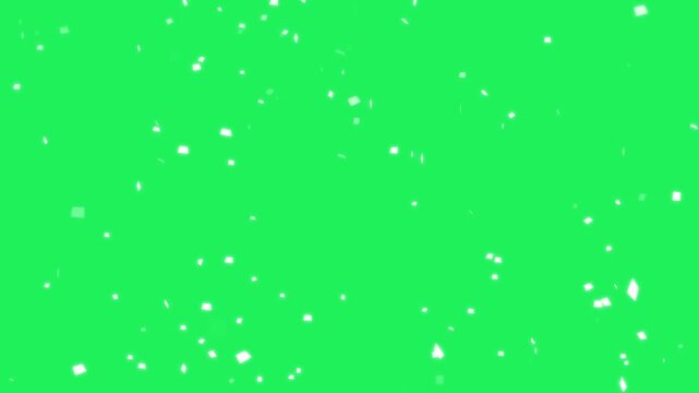 Animation white sqare shape falling on green screen.