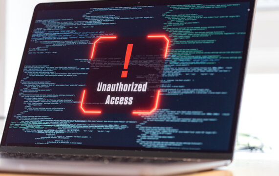Unauthorized access, system warning on a computer screen, data, code, encryption, computer crime. Data breach, spyware, hacker, communication problems, computer language, security, firewall.