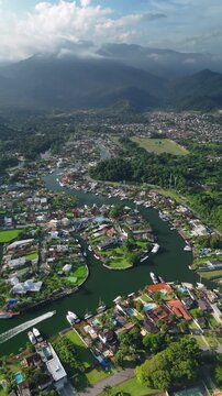 Aerial view of the Marina Bracuhy near the town of Angra dos Reis in Brazil