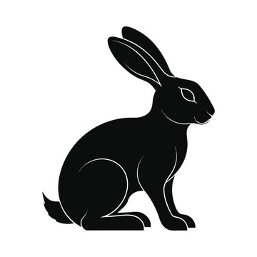 Rabbit Silhouette Against A White Background Minimalist Animal Form