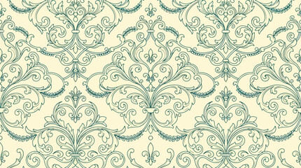 Obraz premium Luxury Victorian Ornamental Background with Intricate Golden Floral Vector Pattern Elements