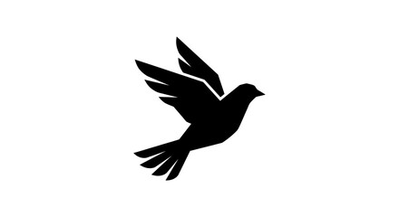 Fototapeta premium Bird Silhouette Against White Background Minimalist Graphic Design