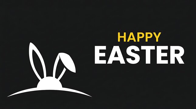 Easter bunny greeting card with happy easter text.