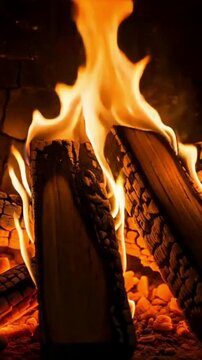 fire in fireplace