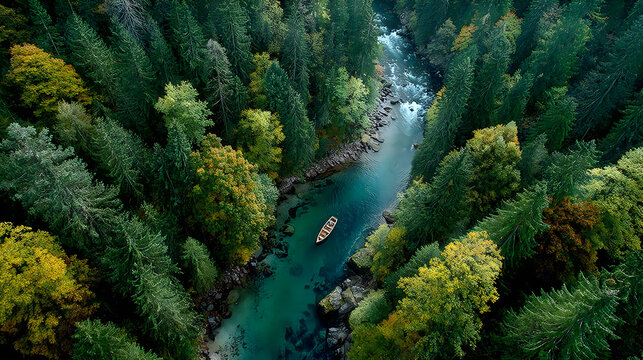 Serene river corridor cutting lush forest terrain remarkable aerial adventure pictures