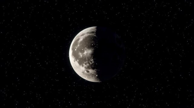 Moon phases time-lapse sequence from crescent to full moon