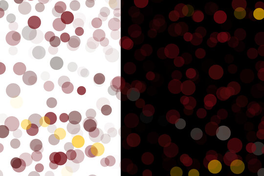 Dark bokeh background displaying glowing red circles and golden light dots
