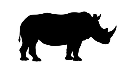 Rhino Silhouette On White Background African Wildlife Representation © MstSuraiya